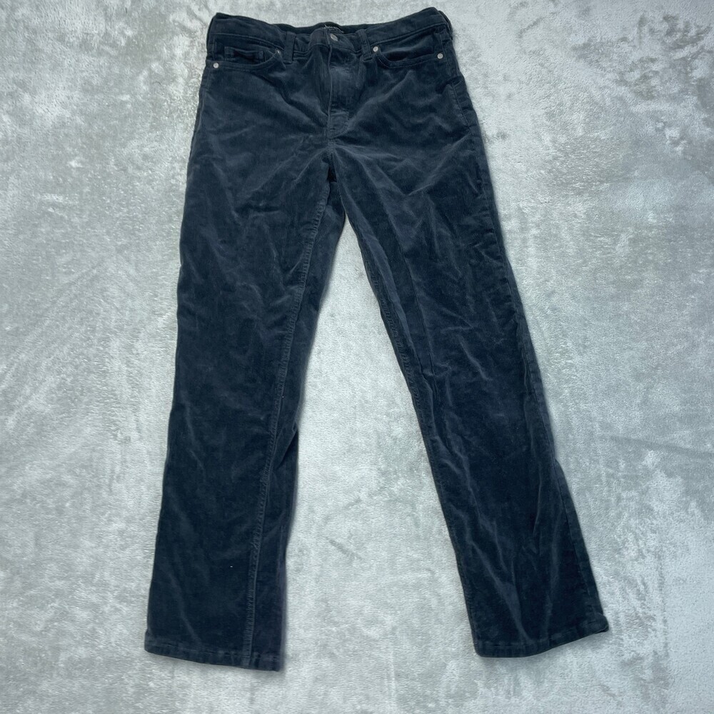 Banana Republic Women's 29L High-Rise Straight Black Corduroy Pants a2045